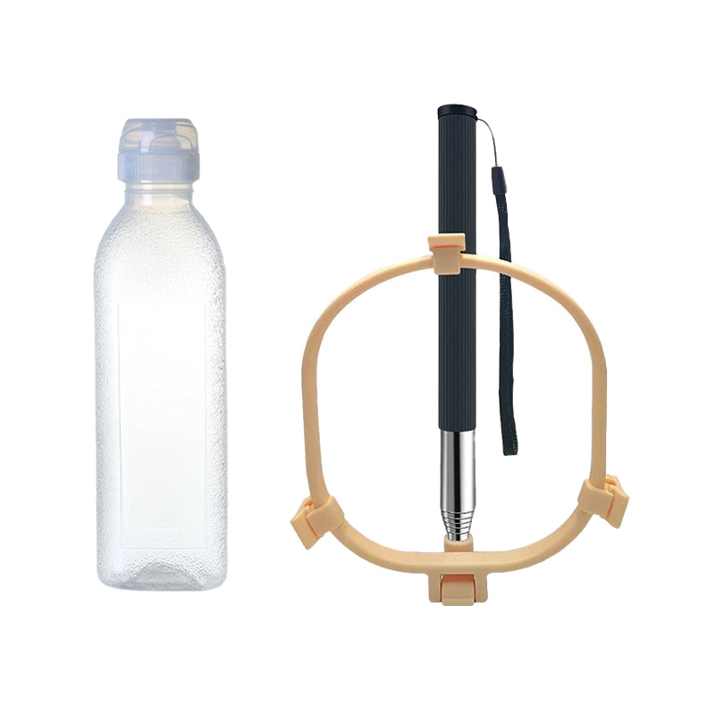 Pettena犬用フンキャッチャー本体と、今ならもらえる無料のマナーボトルがセットになった商品一覧。お散歩のフン処理と後始末がこれ一つで完結。