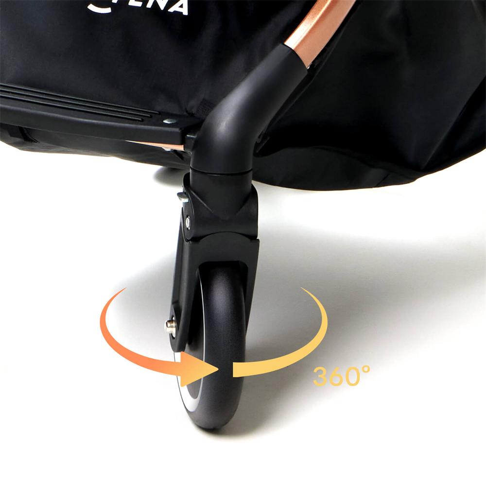 衝撃吸収スプリング搭載サスペンションで、路面の凹凸をしっかりカバー!360度自由回転タイヤで、狭い道やカーブも楽々。ペットとのお出かけで、飼い主の「揺れでペットが怖がる」悩みを解消します