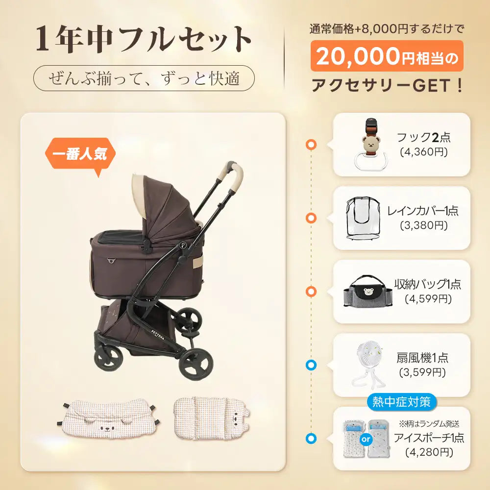 ペットカート MILOU Small Size 選べるお出かけセット(暑さ・雨・熱中症対策)