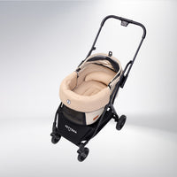 PETTENA Newton ペットカート ベージュ × 同色系のダイヤ柄キルティングクッションセット。