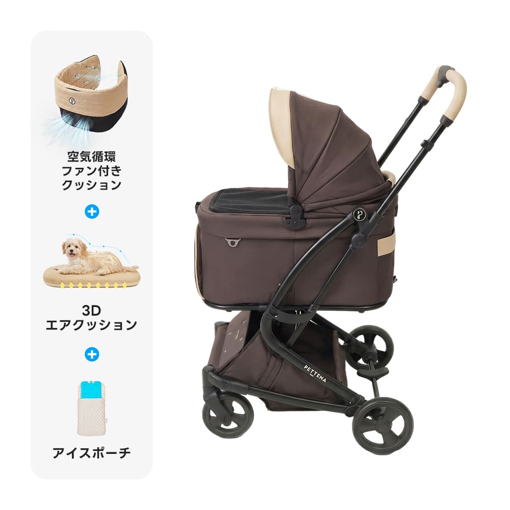 PETTENA MILOU Small Size|【獣医師推奨】電車移動対応・1秒折りたたみペットカート
