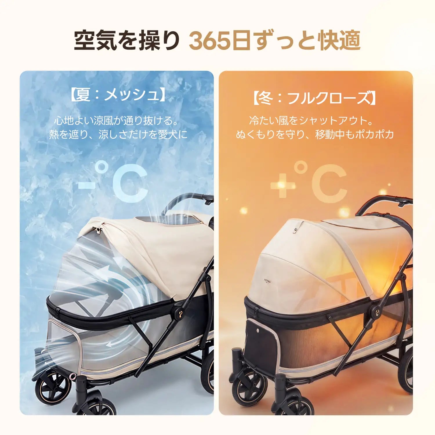 PETTENA TITAN - 大型犬・多頭飼い用頑丈ペットカート スロープ付き