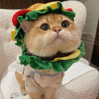 PETTENA ペット服 ソフトエリザベスカラー ハンバーガー型 犬猫用帽子