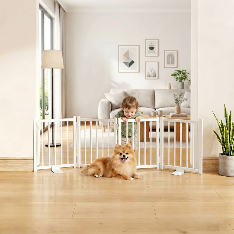 PETTENA ペットゲート 鉄製 40cm自立式 (置くだけ·折りたたみ·脱走防止)