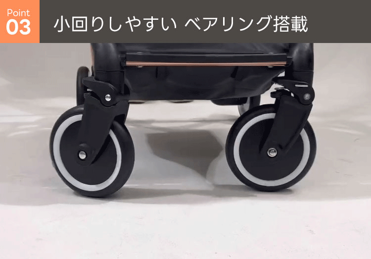 ベアリング搭載で小回り超スムーズ!狭い通路やカーブでも楽々方向転換。ペットとの散歩や外出時に、飼い主の「操作が不自由で困る」という悩みを解消。手軽に使える便利設計です