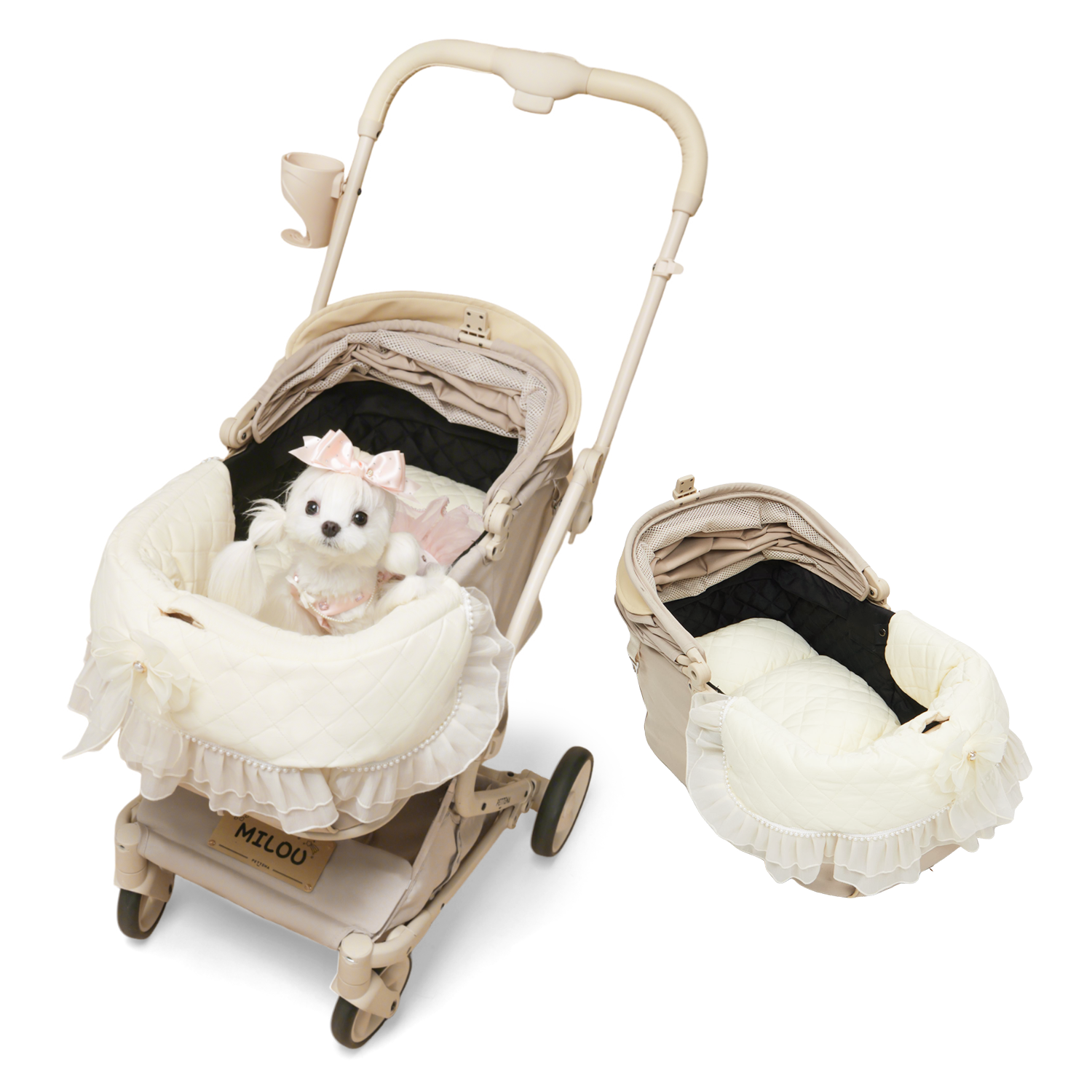 ペットカート MILOU + クッション フリルプリンセス 2点セット