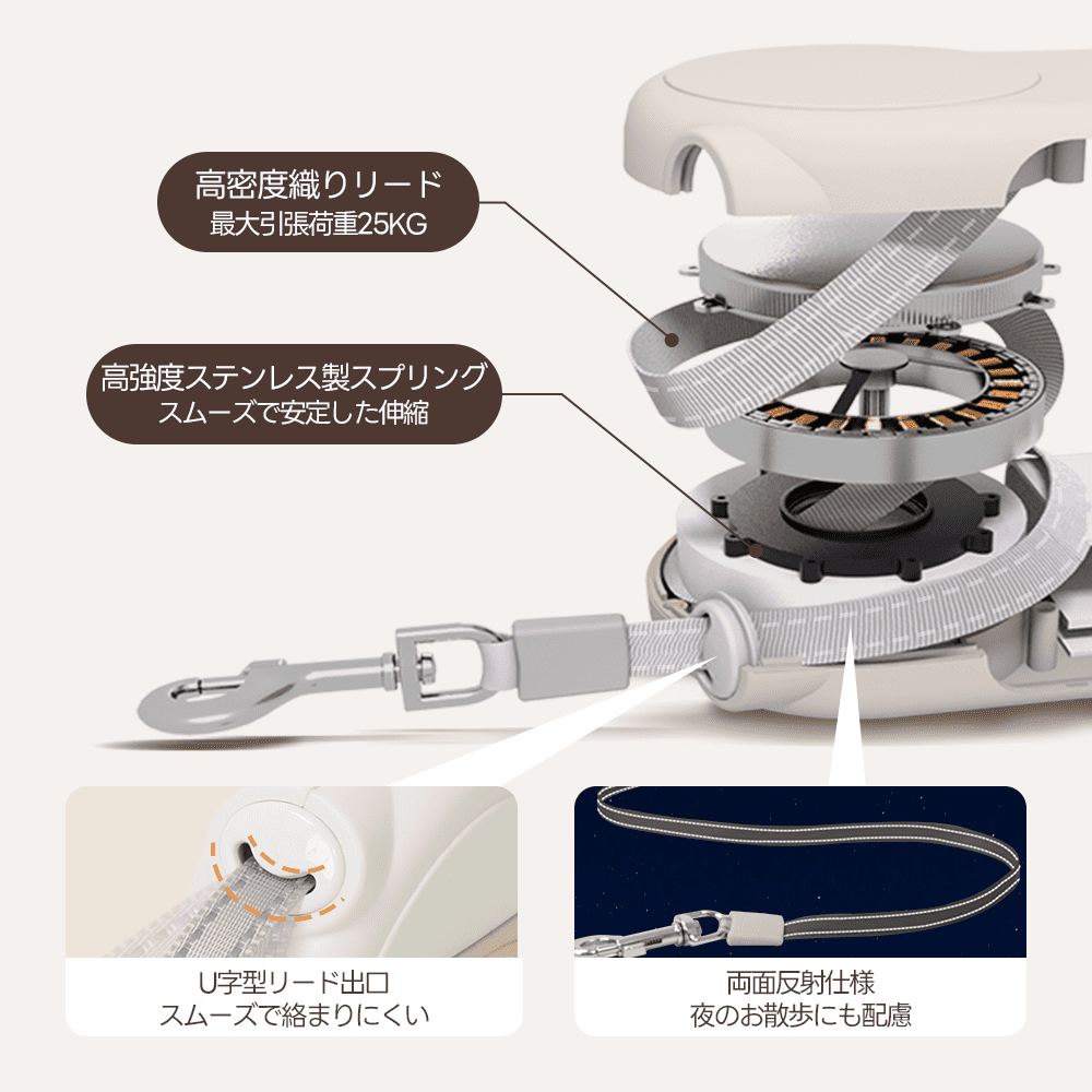 PETTENA AirHold Heat 温感ヒーター犬用リード 伸縮・軽量ハンドグリップ