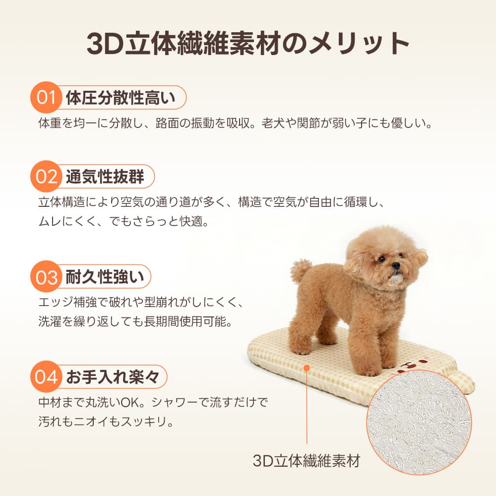 ペットカート クッション ( 3Dエア かわいいクマ)2点セット - PETTENA