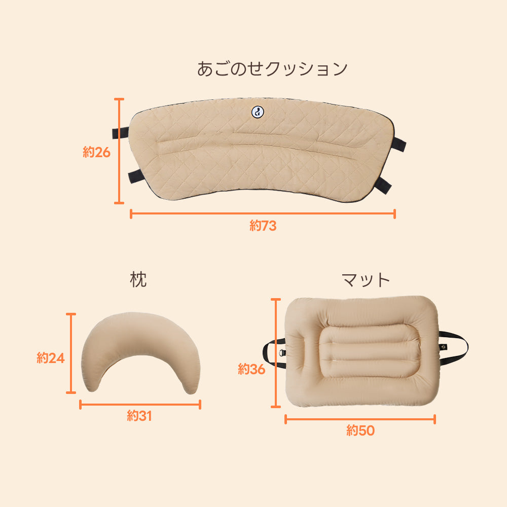PETTENA おしゃれペットカート用クッション3点セットのサイズ図