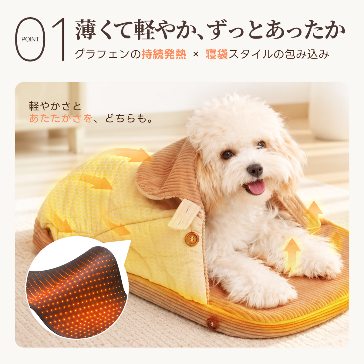 【予約販売期間限定20%OFF】PETTENA 2WAYヒーティングベッド NUKU