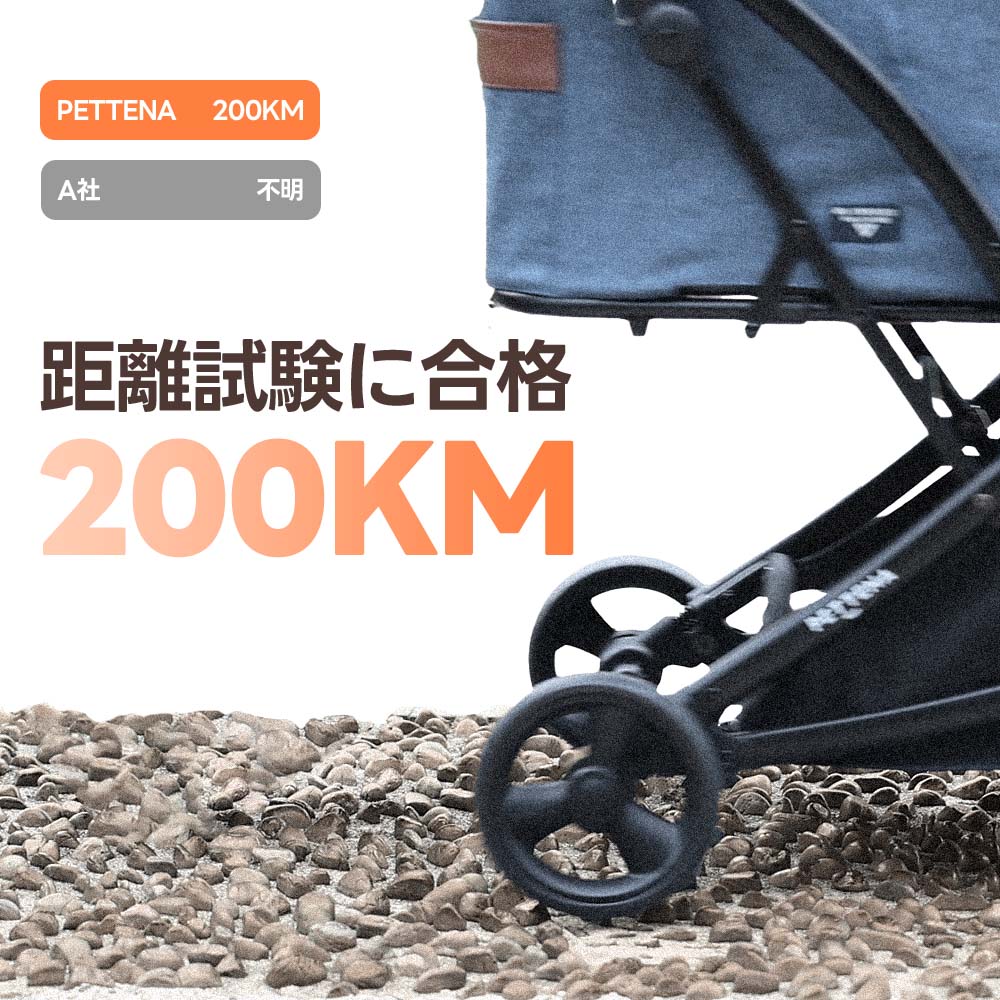 距離試験200KM合格！頑強な耐久性で長距離移動も安心。「途中で壊れたら困る」という不安を解消。旅行や遠出時に、ペットと共に信頼性の高い移動をサポートします。🐾🚗