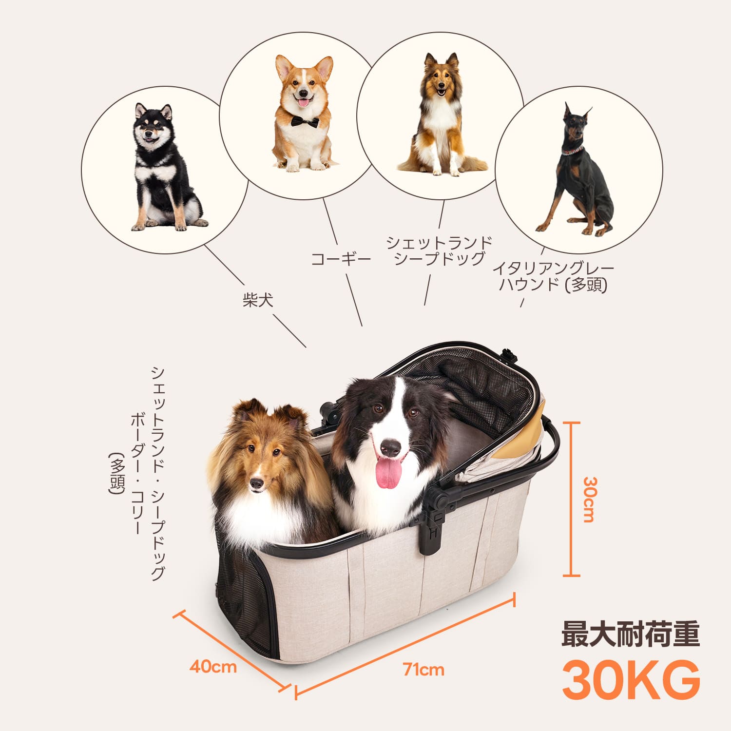 PETTENA TERRA - 中型犬に設計された最軽量 折りたたみ式分離型ペットカート
