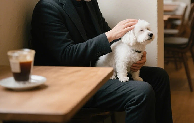 犬とカフェを楽しむ