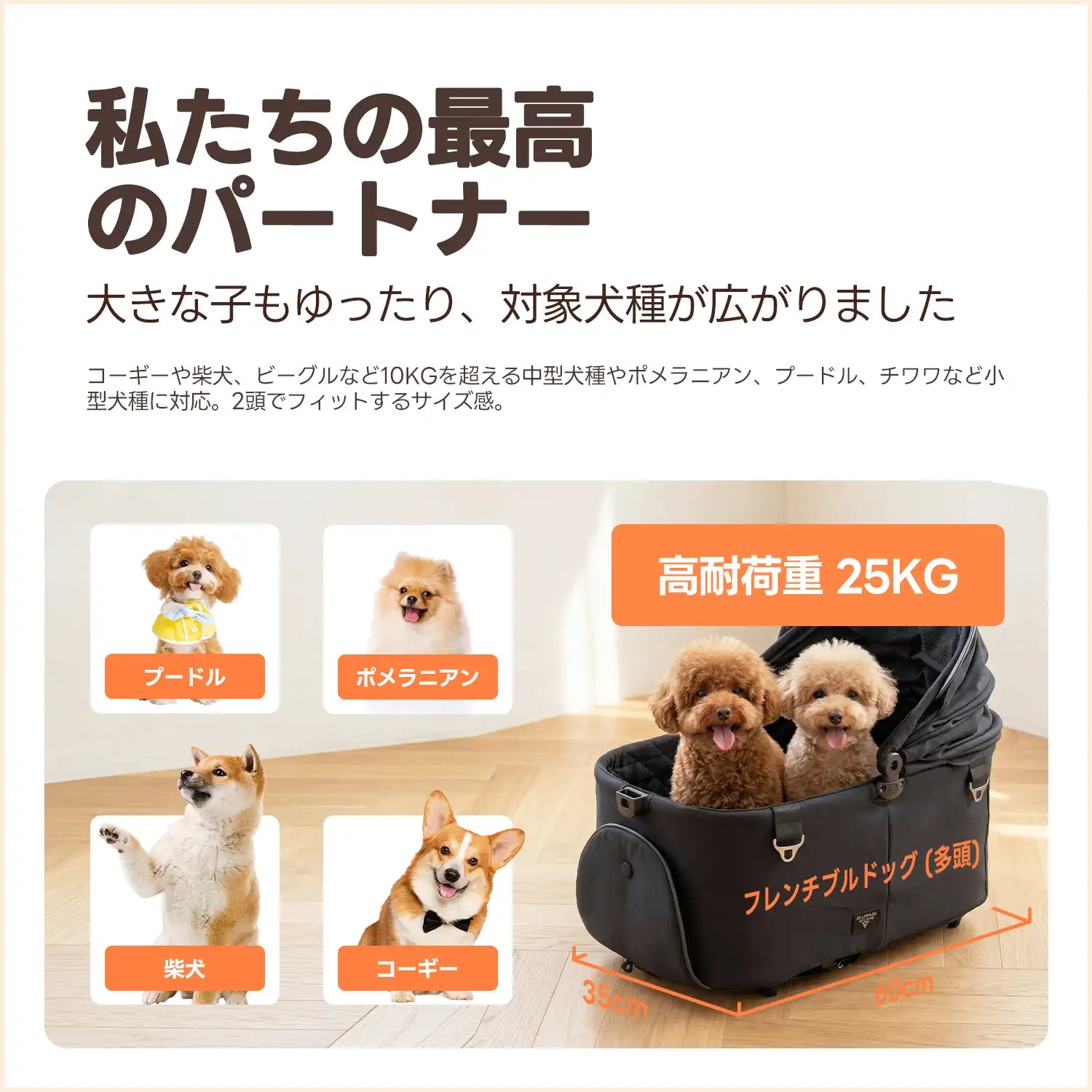 ワンタッチで全部折りたためる分離型ペットカート - PETTENA MILOU