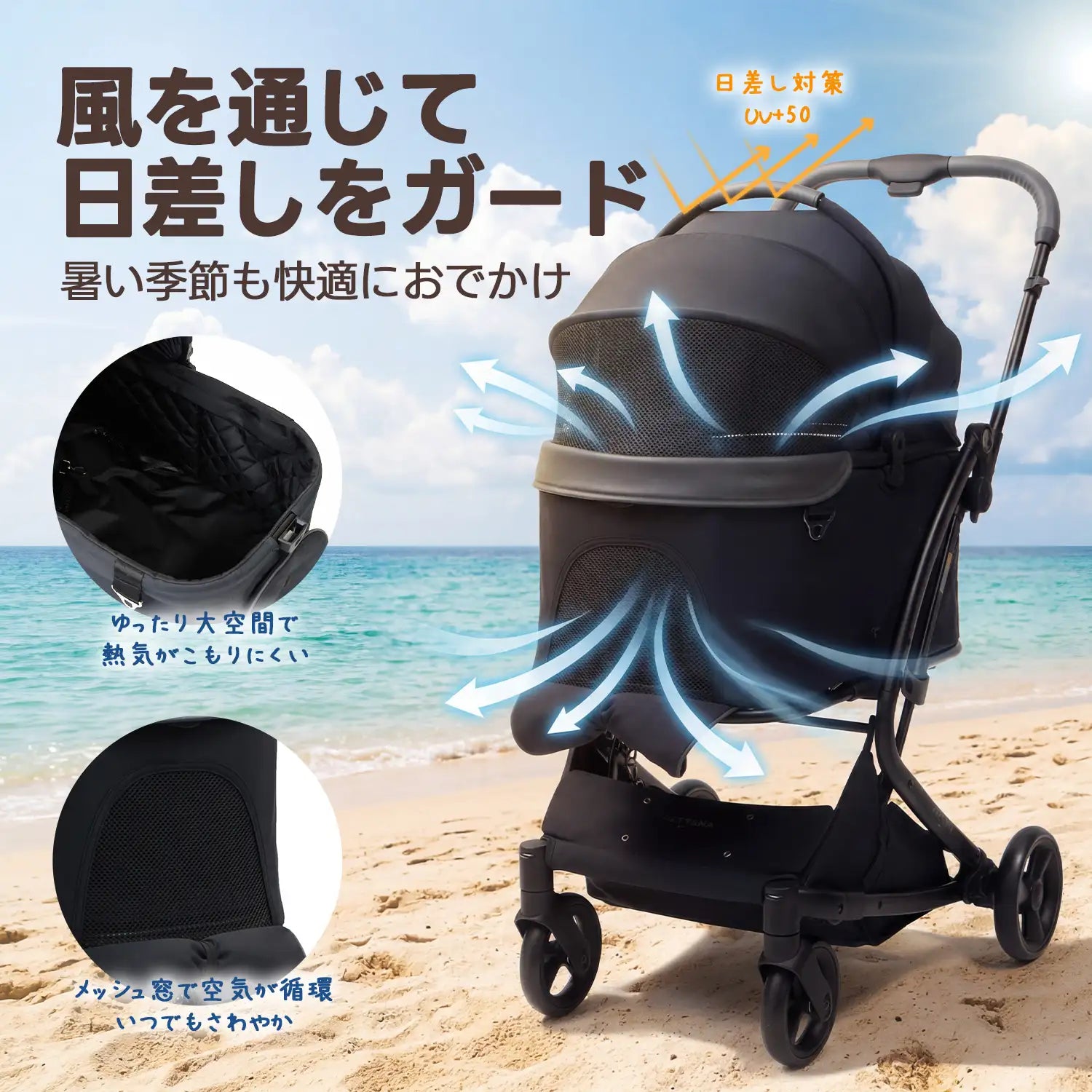 ワンタッチで全部折りたためる分離型ペットカート - PETTENA MILOU