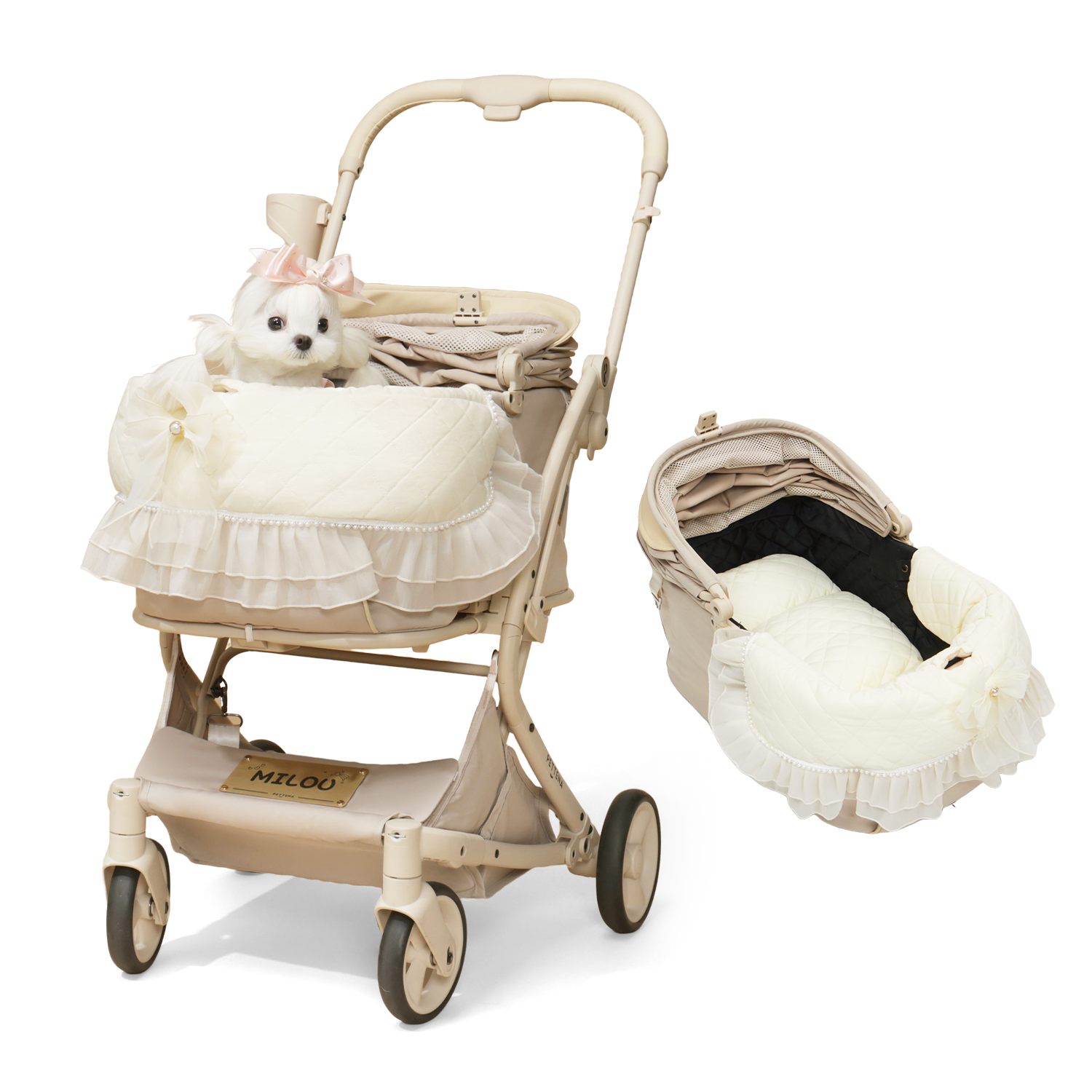 ペットカート MILOU +  クッション フリルプリンセス 2点セット