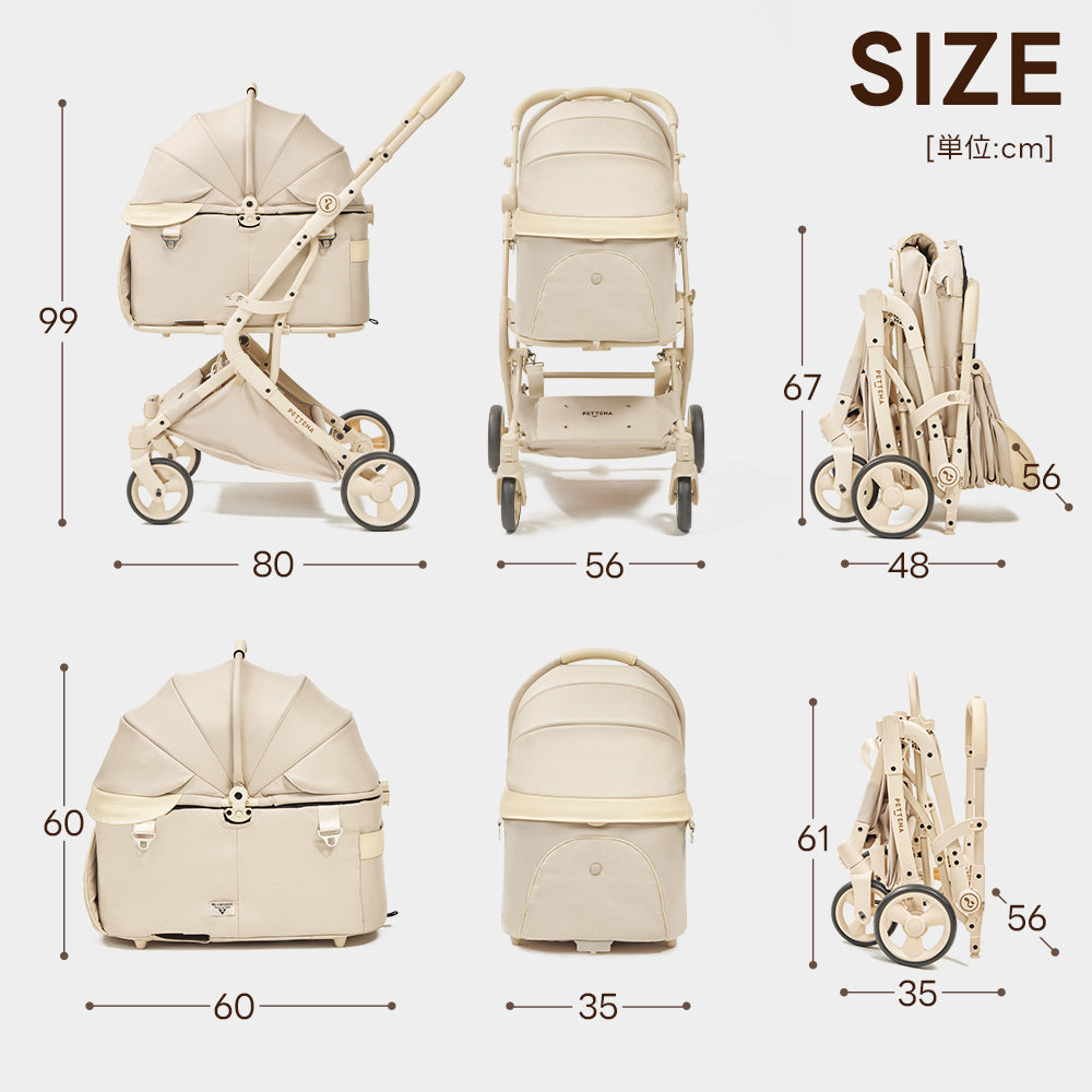 【SNS限定】PETTENA MILOU Auto Stand-重力瞬折り自立型ペットカート