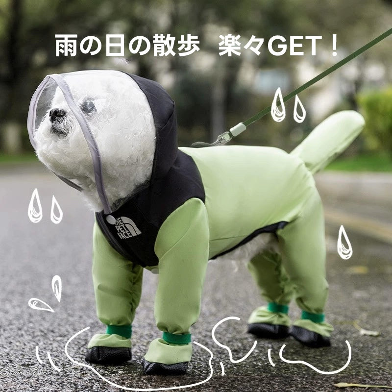ペット服 透明つば付きペットレインコート